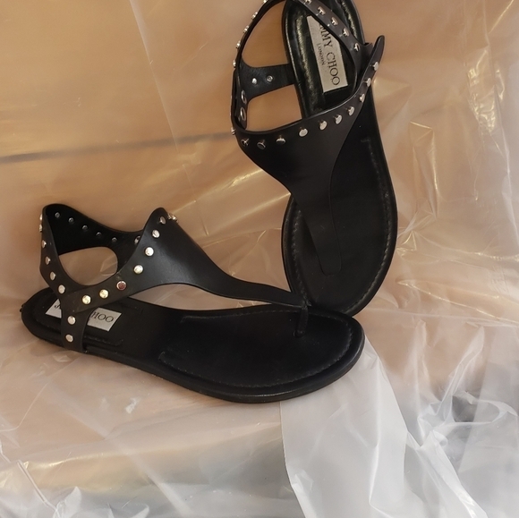 JIMMY CHOO Dara Vachetta Leather Flat Sandals - Picture 7 of 11